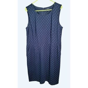 Land's End Navy Blue Polka Dot Sleeveless Dress Size 18